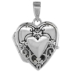 Picture of Very Small 5/8 inch Sterling silver Embossed Heart Locket Necklace for Women Flawless Polished Finish Available with or without Chain