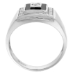 Picture of Mens Sterling Silver Rectangular Synthetic Black Onyx Ring with Cubic Zirconia Stones 9/16 inch wide