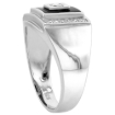 Picture of Mens Sterling Silver Rectangular Synthetic Black Onyx Ring with Cubic Zirconia Stones 9/16 inch wide