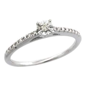 Picture of 0.067 ct Sterling Silver Diamond Solitaire Engagement Ring for Women Rhodium Finish sizes 5 to 10