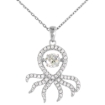 Picture of Sterling silver Dancing CZ Octopus Necklace Micro Pave 16 - 20 inch Boston Chain