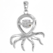 Picture of Sterling silver Dancing CZ Octopus Necklace Micro Pave 16 - 20 inch Boston Chain