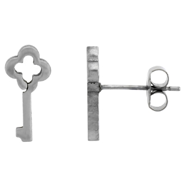 Picture of Small Stainless Steel Antique Key Stud Earrings 1-10 Pack 1/2 inch