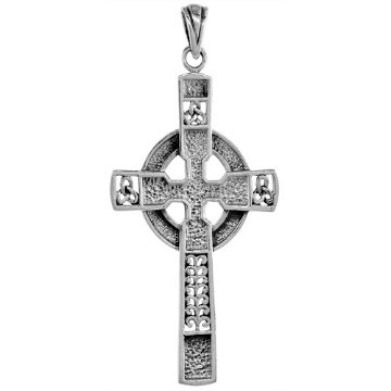 Picture of Large 2 1/4 inch Sterling Silver Celtic Cross Necklace High Cross for Men Diamond-Cut Oxidized finish available with or without chain