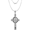 Picture of Large 2 1/4 inch Sterling Silver Celtic Cross Necklace High Cross for Men Diamond-Cut Oxidized finish available with or without chain