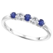 Picture of 14k White Gold Alternating Genuine Gem & Diamond 5-Stone Ring Round Brilliant cut 0.17ct 2.7mm size 5-10