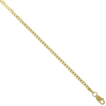 Picture of 10K Yellow Gold 2.3 - 12.25mm Cuban Curb Chain Necklace Concaved Nickel Free, 16 - 30 inch