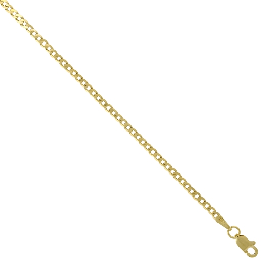 Picture of 10K Yellow Gold 2.3 - 12.25mm Cuban Curb Chain Necklace Concaved Nickel Free, 16 - 30 inch