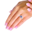 Picture of 14K White Gold Natural Tanzanite & Diamond Halo Ring Round 6 mm, sizes 5-10