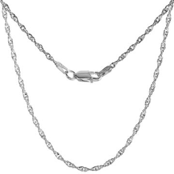 Picture of 1.7 - 3.3mm Sterling Silver Singapore Chain Necklace Nickel Free Italy sizes 7 - 30 inch