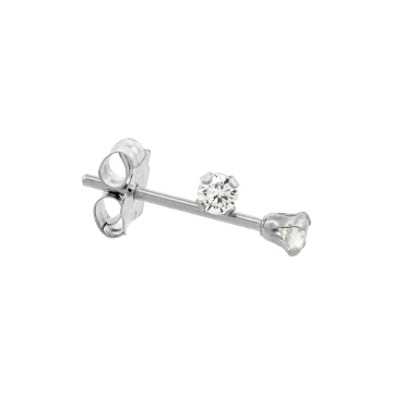 Picture of Tiny 14K White Gold 2mm Cubic Zirconia Stud Earrings Cartilage Nose Studs Women 4 prong 0.06 ct/pr