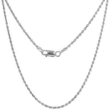 Picture of Thin 1.7mm Sterling Silver Rope Chain Necklaces & Bracelets for Women Diamond cut Nickel Free Italy 7 - 30 inch