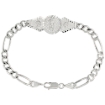 Picture of Sterling Silver St. Jude Bracelet for Women with Figaro Links Diamond Cut finish 1/2 inch wide available 7-8 inch