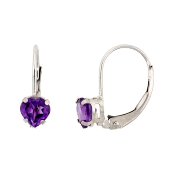 Picture of 10k Gold Gemstone Leverback Earrings 5mm Heart Shape 1 ct 9/16 inch