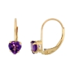 Picture of 10k Gold Gemstone Leverback Earrings 5mm Heart Shape 1 ct 9/16 inch
