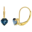 Picture of 10k Gold Gemstone Leverback Earrings 5mm Heart Shape 1 ct 9/16 inch