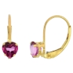 Picture of 10k Gold Gemstone Leverback Earrings 5mm Heart Shape 1 ct 9/16 inch