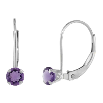 Picture of 10k Gold Gemstone Leverback Earrings 4mm Round 0.50 ct 9/16 inch