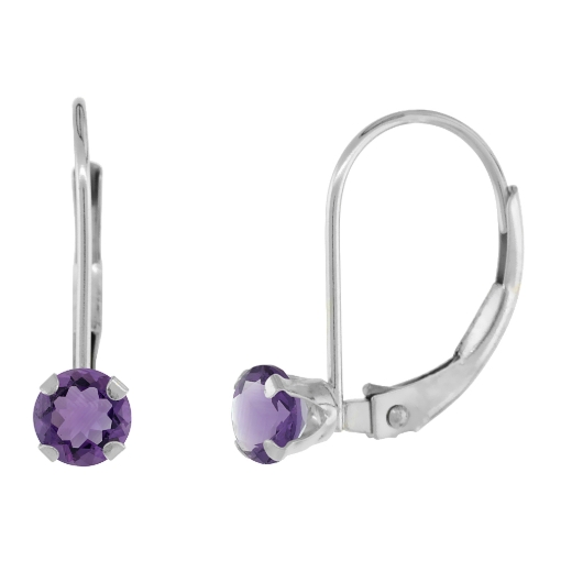 Picture of 10k Gold Gemstone Leverback Earrings 4mm Round 0.50 ct 9/16 inch