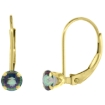 Picture of 10k Gold Gemstone Leverback Earrings 4mm Round 0.50 ct 9/16 inch