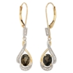 Picture of 14K Gold Diamond Natural Gemstone Leverback Earrings Oval 7x5 mm 1 7/16 inch long