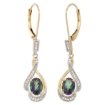 Picture of 14K Gold Diamond Natural Gemstone Leverback Earrings Oval 7x5 mm 1 7/16 inch long