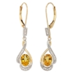 Picture of 14K Gold Diamond Natural Gemstone Leverback Earrings Oval 7x5 mm 1 7/16 inch long