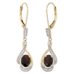 Picture of 14K Gold Diamond Natural Gemstone Leverback Earrings Oval 7x5 mm 1 7/16 inch long
