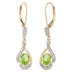 Picture of 14K Gold Diamond Natural Gemstone Leverback Earrings Oval 7x5 mm 1 7/16 inch long