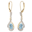 Picture of 14K Gold Diamond Natural Gemstone Leverback Earrings Oval 7x5 mm 1 7/16 inch long