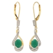 Picture of 14K Gold Diamond Natural Gemstone Leverback Earrings Oval 7x5 mm 1 7/16 inch long