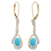 Picture of 14K Gold Diamond Natural Gemstone Leverback Earrings Oval 7x5 mm 1 7/16 inch long