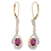 Picture of 14K Gold Diamond Natural Gemstone Leverback Earrings Oval 7x5 mm 1 7/16 inch long