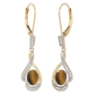 Picture of 14K Gold Diamond Natural Gemstone Leverback Earrings Oval 7x5 mm 1 7/16 inch long