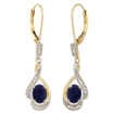 Picture of 14K Gold Diamond Natural Gemstone Leverback Earrings Oval 7x5 mm 1 7/16 inch long