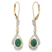 Picture of 14K Gold Diamond Natural Gemstone Leverback Earrings Oval 7x5 mm 1 7/16 inch long