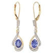 Picture of 14K Gold Diamond Natural Gemstone Leverback Earrings Oval 7x5 mm 1 7/16 inch long