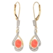 Picture of 14K Gold Diamond Natural Gemstone Leverback Earrings Oval 7x5 mm 1 7/16 inch long