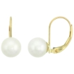 Picture of 10k Gold & Sterling Silver High Luster Gray Pink & White 7.5 mm Pearl Leverback Earrings for Women