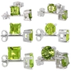 Picture of Sterling Silver 4-6 mm Princess Cut Genuine Peridot Stud Earrings 4 prong Basket Setting 0.40 Carat size Stones