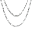 Picture of Sterling Silver 4mm Figaro Link Chain Necklaces & Bracelets for Women and men Beveled Edge Nickel Free Italy 7-30 inch