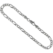 Picture of Sterling Silver 4mm Figaro Link Chain Necklaces & Bracelets for Women and men Beveled Edge Nickel Free Italy 7-30 inch