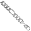 Picture of Thick sterling Silver 11mm Flat Figaro Chain Necklace for Men & Women Beveled Edges Lobster Clasp Nickel Free Italy sizes 8-30 inch