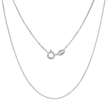 Picture of Sterling Silver Box Chain Necklace 0.8mm Very Thin Nickel Free Italy Sizes 7-30 inch sizes