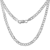 Picture of Sterling Silver 4mm Flat Curb Cuban Chain Necklaces and Bracelets for Men and Women Beveled Edges Polished Finish Nickel Free Italy 7-30 inch