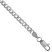 Picture of Sterling Silver 4mm Flat Curb Cuban Chain Necklaces and Bracelets for Men and Women Beveled Edges Polished Finish Nickel Free Italy 7-30 inch