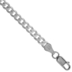 Picture of Sterling Silver 4.5mm Flat Curb Cuban Chain Necklaces and Bracelets for Men and Women Beveled Edges Polished Finish Nickel Free Italy 7-30 inch