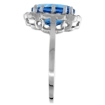 Picture of 10K White Gold Halo Engagement Swiss Blue Topaz Engagement Ring Diamond Accents Oval 9x7mm, sizes 5 - 10
