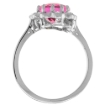 Picture of 10K White Gold Halo Engagement Pink Topaz Engagement Ring Diamond Accents Oval 9x7mm, sizes 5 - 10
