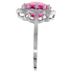 Picture of 10K White Gold Halo Engagement Pink Topaz Engagement Ring Diamond Accents Oval 9x7mm, sizes 5 - 10
